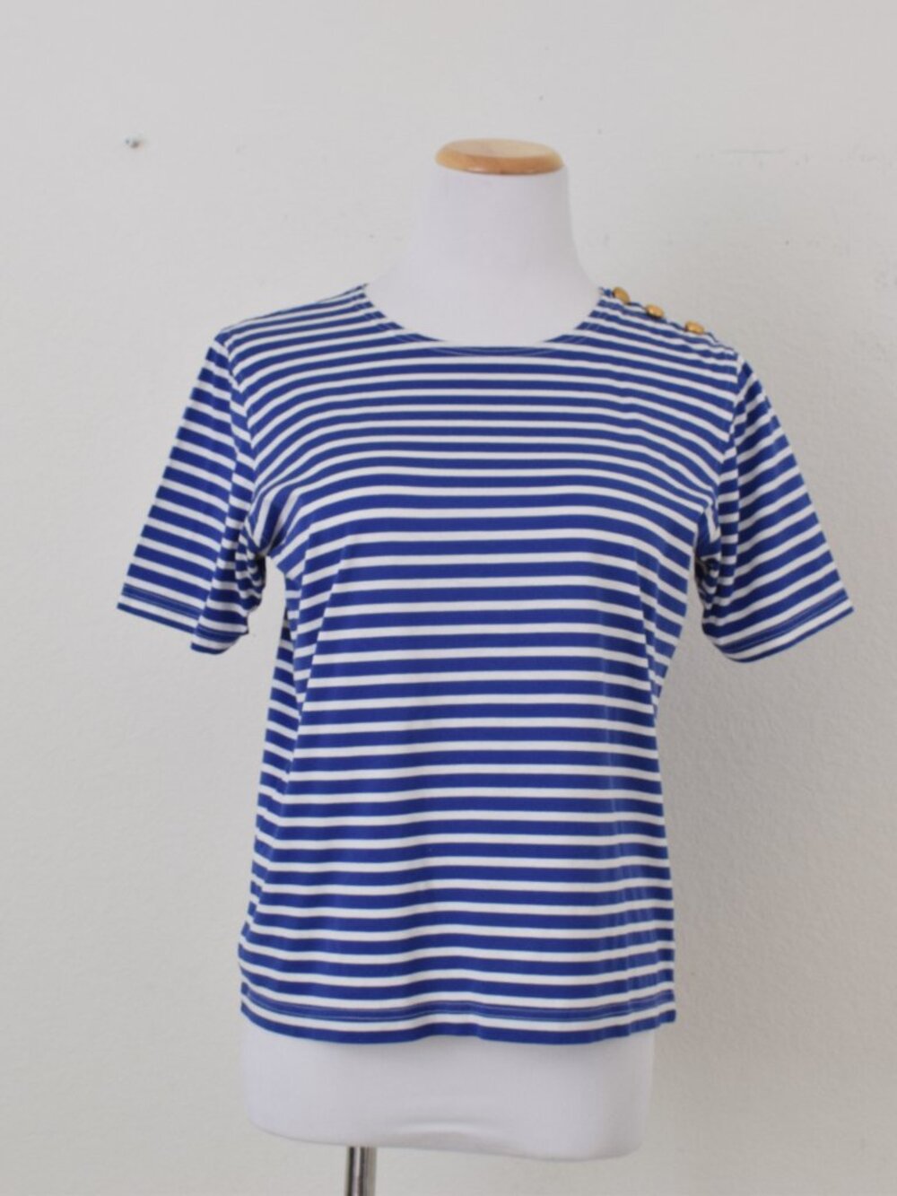 Vintage 90s Blue and White Striped Tee by Liz Claiborne | size S - Picture 5 of 13